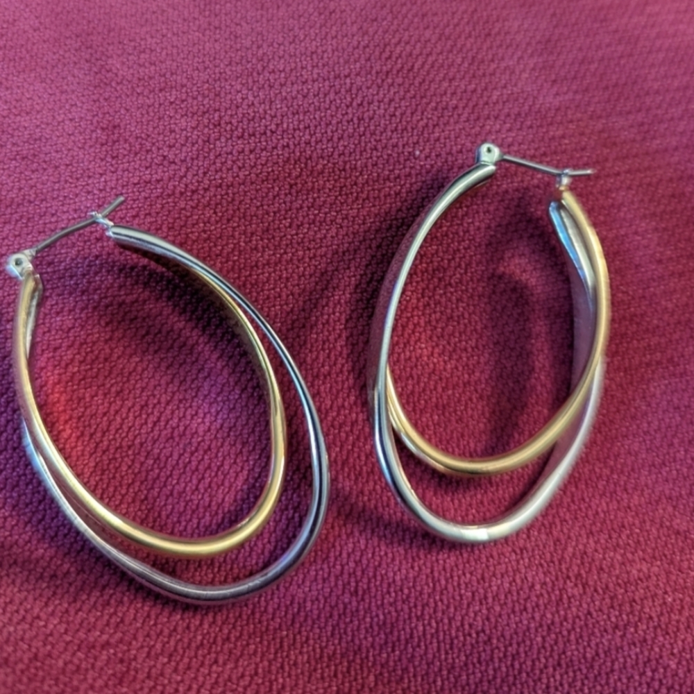 Elegant Gold and Silver Hoop Earrings